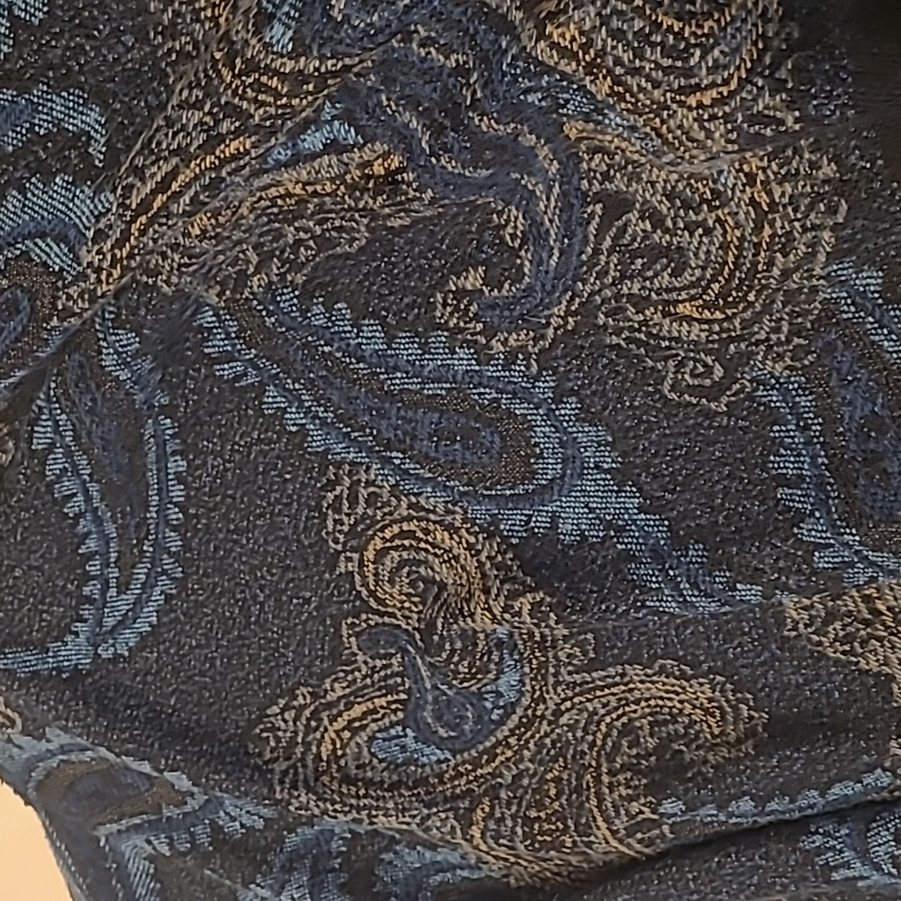 GENTLY WORN Charlie Paige One Size Fits All Paisly Printed Acrylic Fringed Shawl - Picture 10 of 13